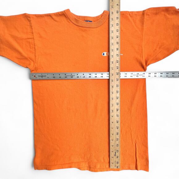 Vintage Champion USA Made Spellout Orange Spellout T Shirt Single Stitch Tee 80s - Picture 8 of 9